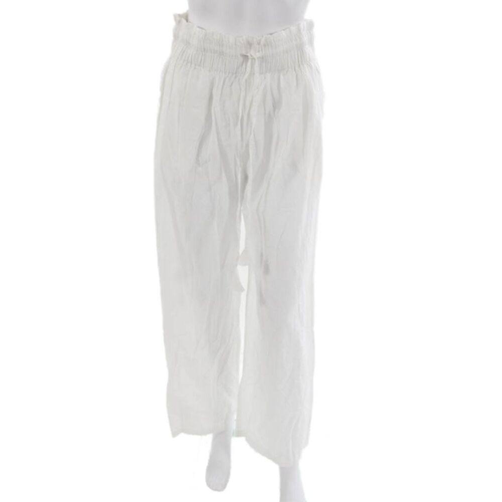Sole Womens White Cotton Drawstring Pants 32 Inseam Size L